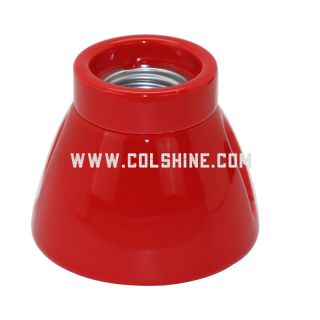 E27 vintage porcelain lamp holder in red