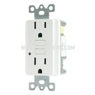 15A 125V Duplex GFCI Receptacle, White 